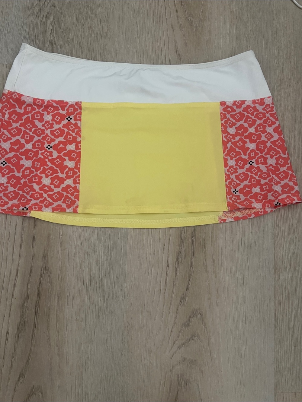 Colorblock Athletic mini  Skirt in White, Yellow & Coral